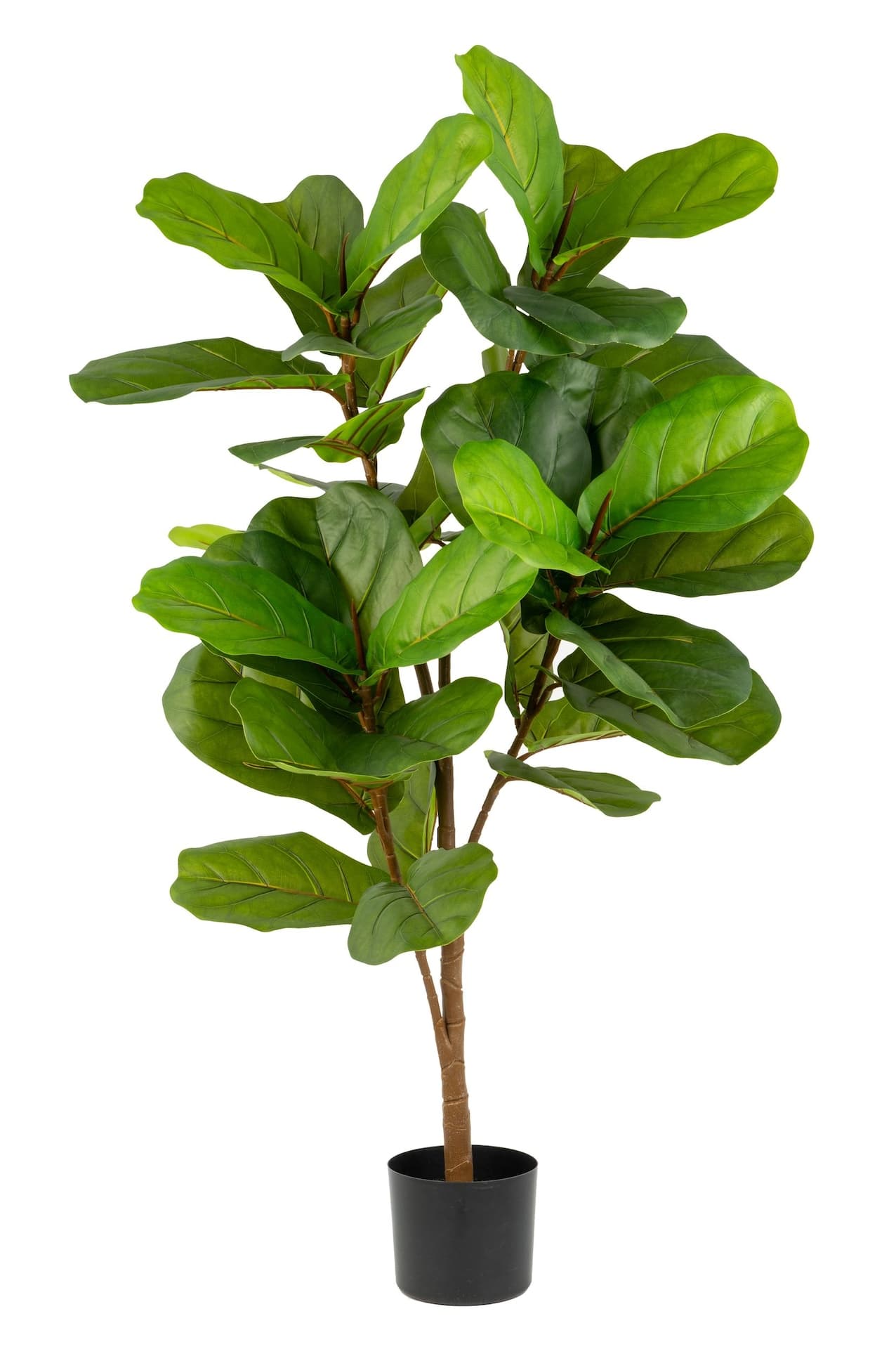 Naturae Décor 51-in Natural Looking Artificial Indoor/Outdoor Fiddle Leaf Plant in Black Pot