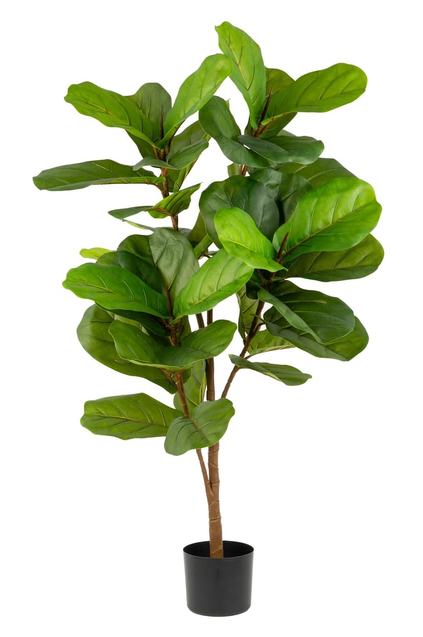 Naturae Décor 51-in Natural Looking Artificial Indoor/Outdoor Fiddle Leaf Plant in Black Pot