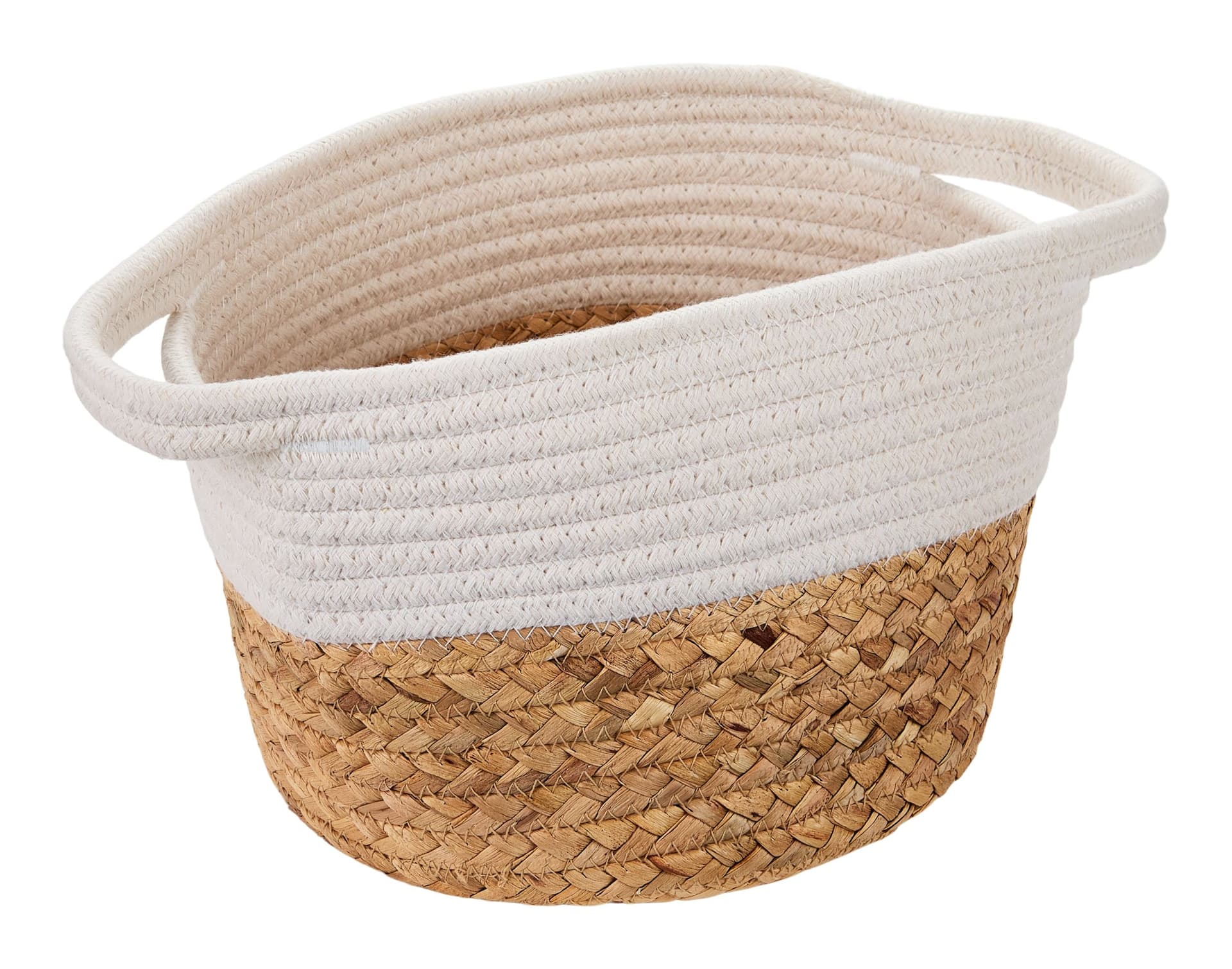 Canvas Molly Woven Cotton Rope Two-Toned Storage Basket