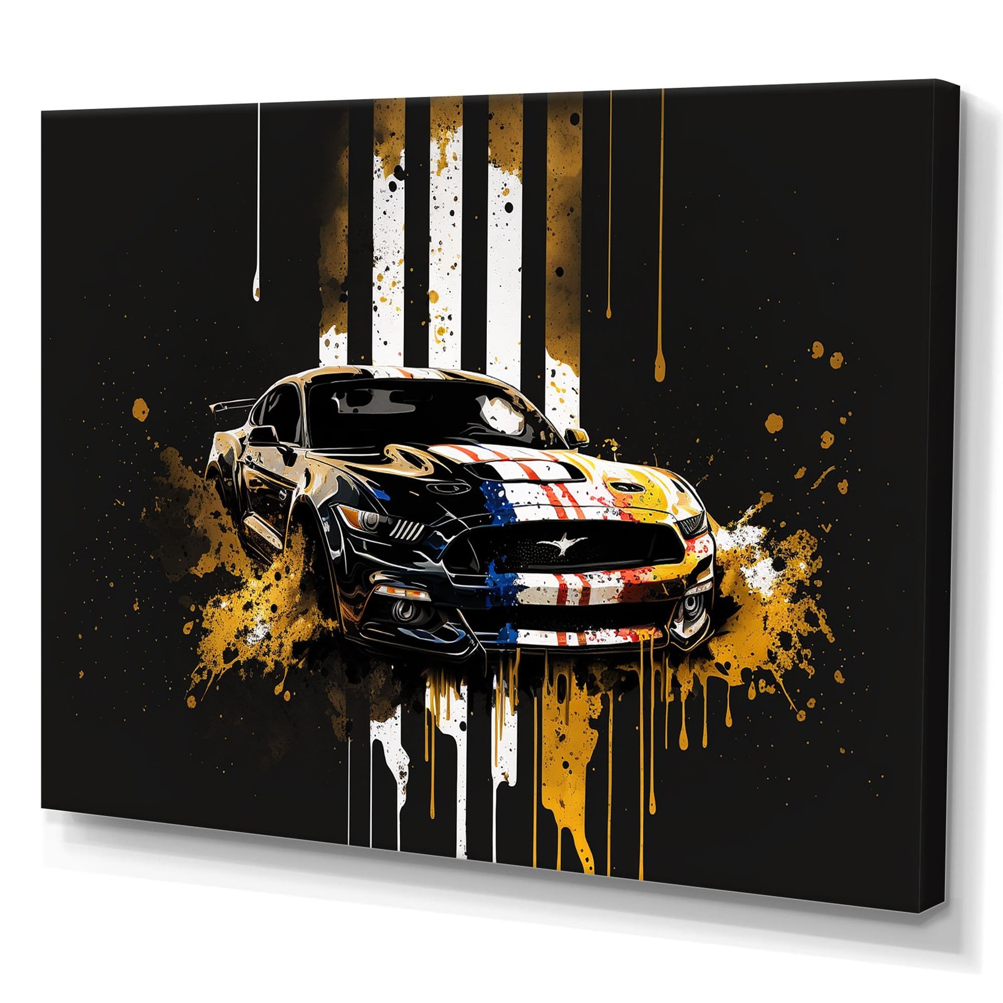 Designart Black And Gold American Muscle I Canvas Wall Art, Black, 32-in x 24-in