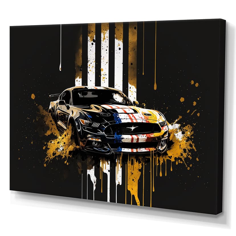 Designart Black And Gold American Muscle I Canvas Wall Art, Black, 32-in x 24-in