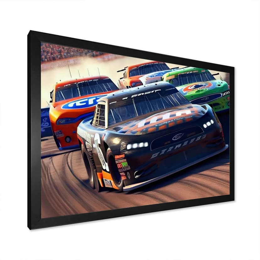 Designart Stock Car Racing Last Lap III Canvas Wall Art, Yellow, 32-in x 24-in