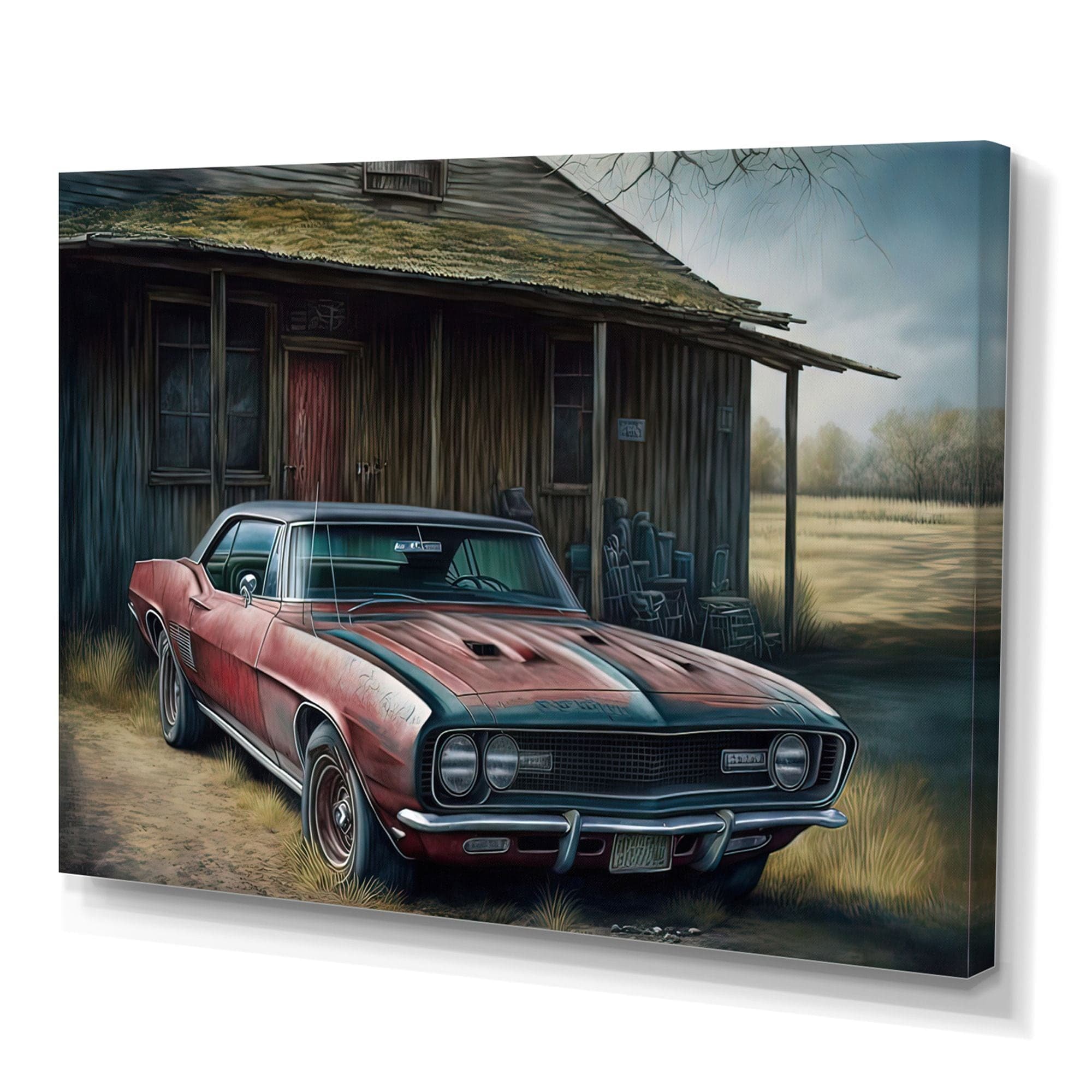 Designart Camero In Barn III Canvas Wall Art, 32-in x 24-in