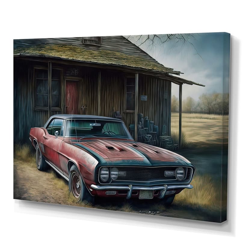 Designart Camero In Barn III Canvas Wall Art, 32-in x 24-in