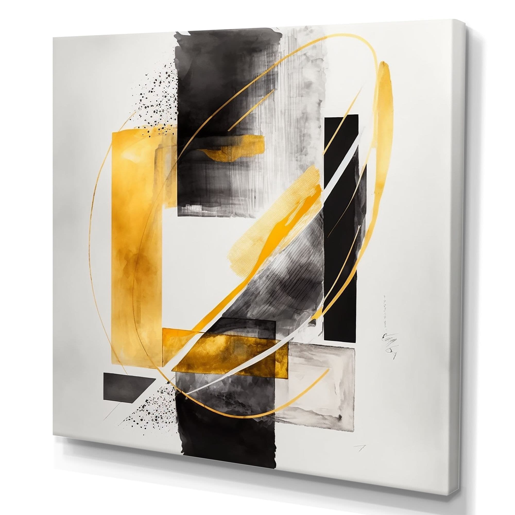 Designart Glam Art Deco Abstract II Canvas Wall Art, Black, 36-in x 36-in