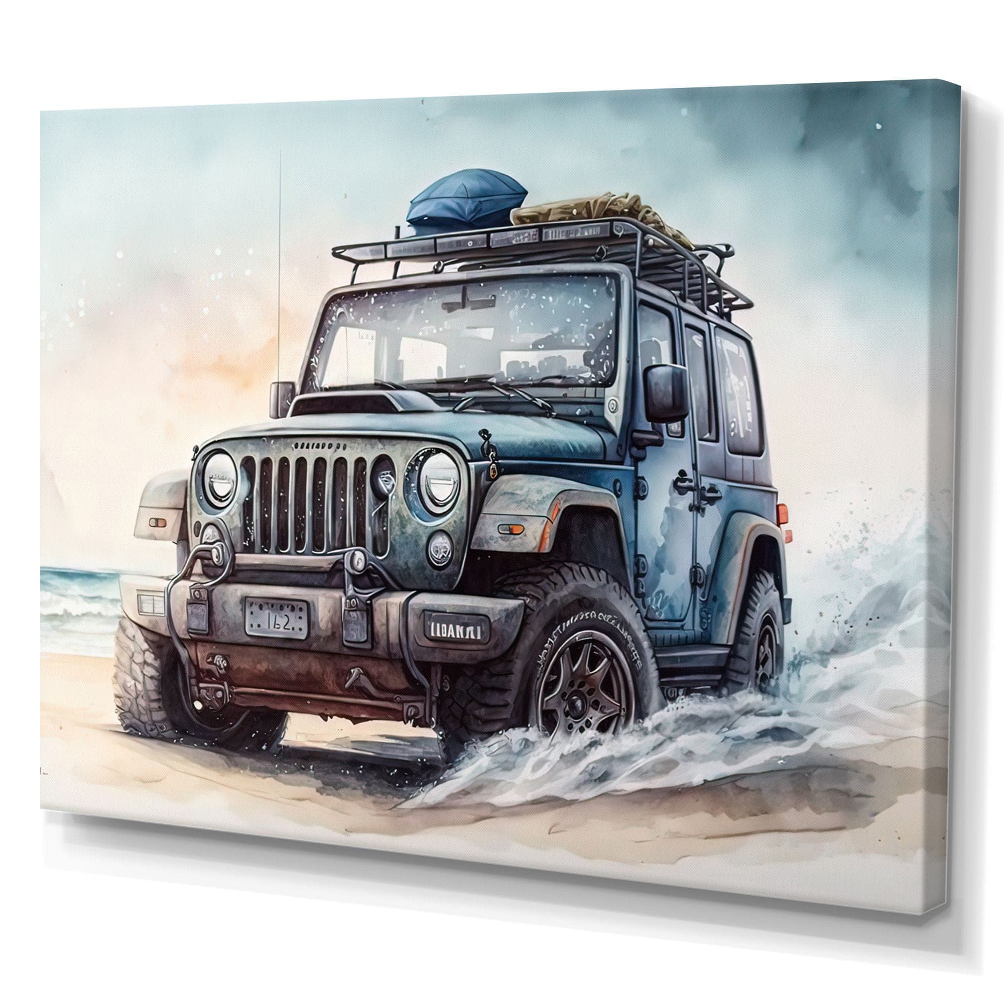 Designart Off Road On The Beach II Canvas Wall Art, Blue, 40-in x 30-in