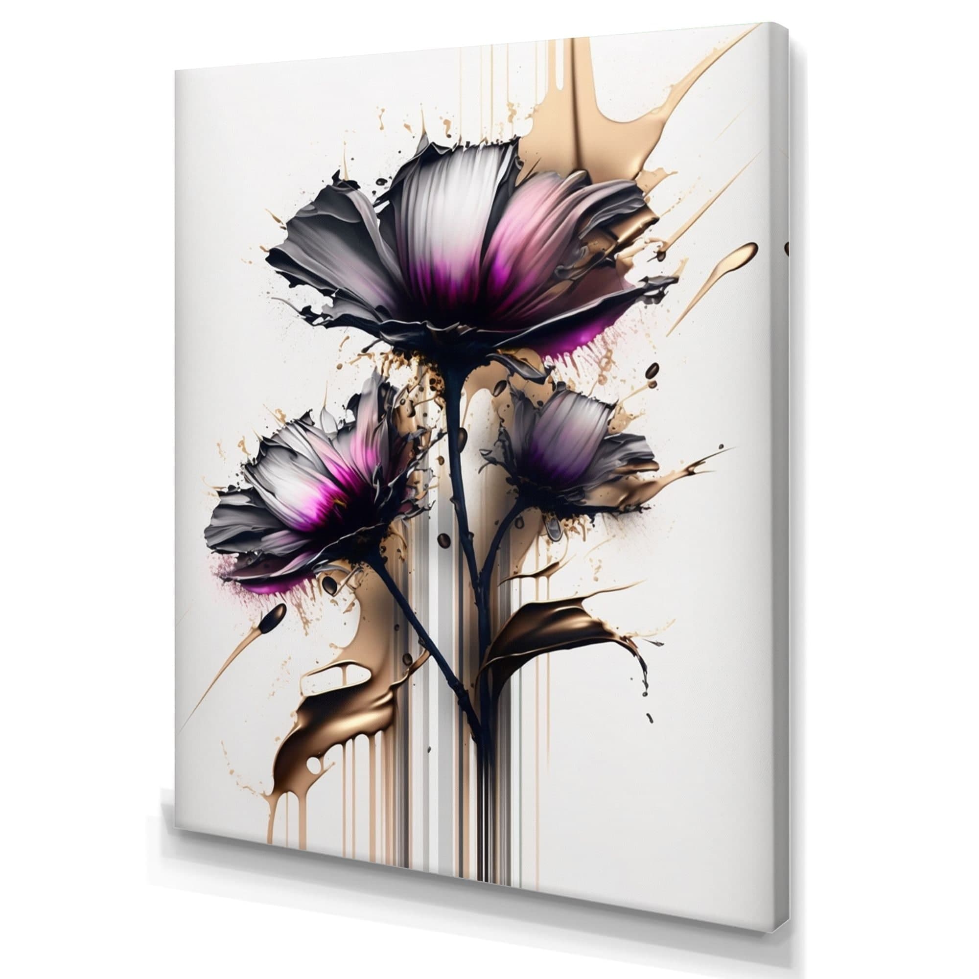 Designart Pink Daisy Flower On Abstract Fusion III Canvas Wall Art, 30-in x 40-in