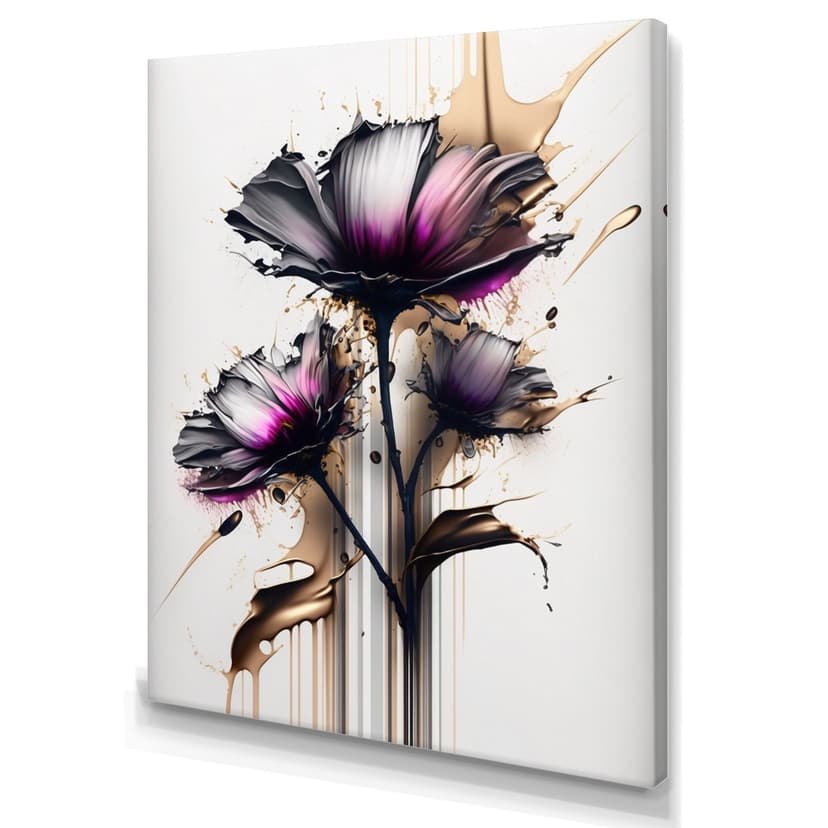 Designart Pink Daisy Flower On Abstract Fusion III Canvas Wall Art, 30-in x 40-in