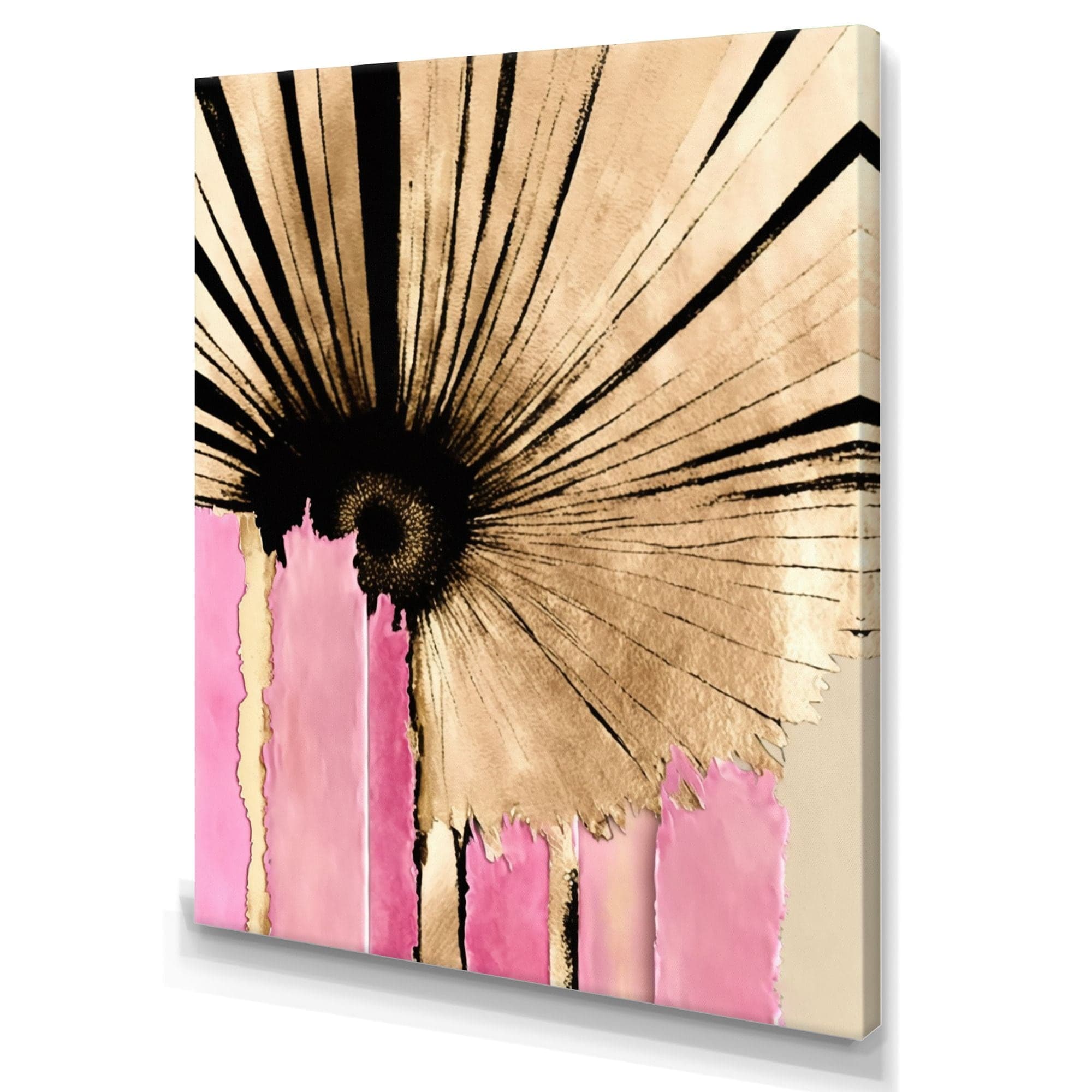 Designart Pink Gerbera Flower On Abstract Fusion I Canvas Wall Art, 24-in x 32-in