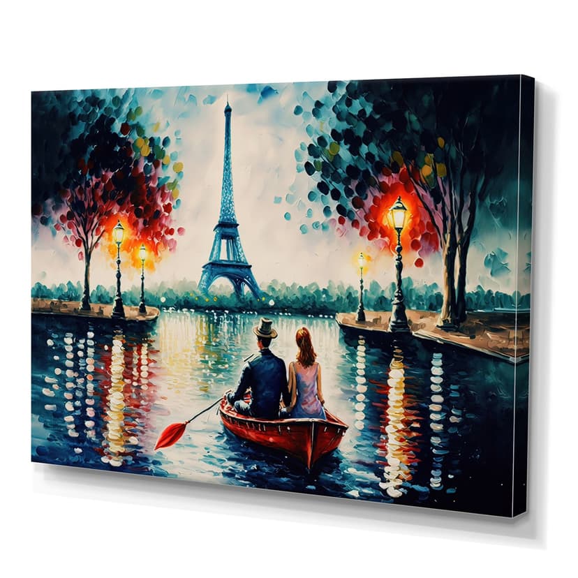Designart Romantic Evening On A Small Boat IV Canvas Wall Art, 32-in x 24-in