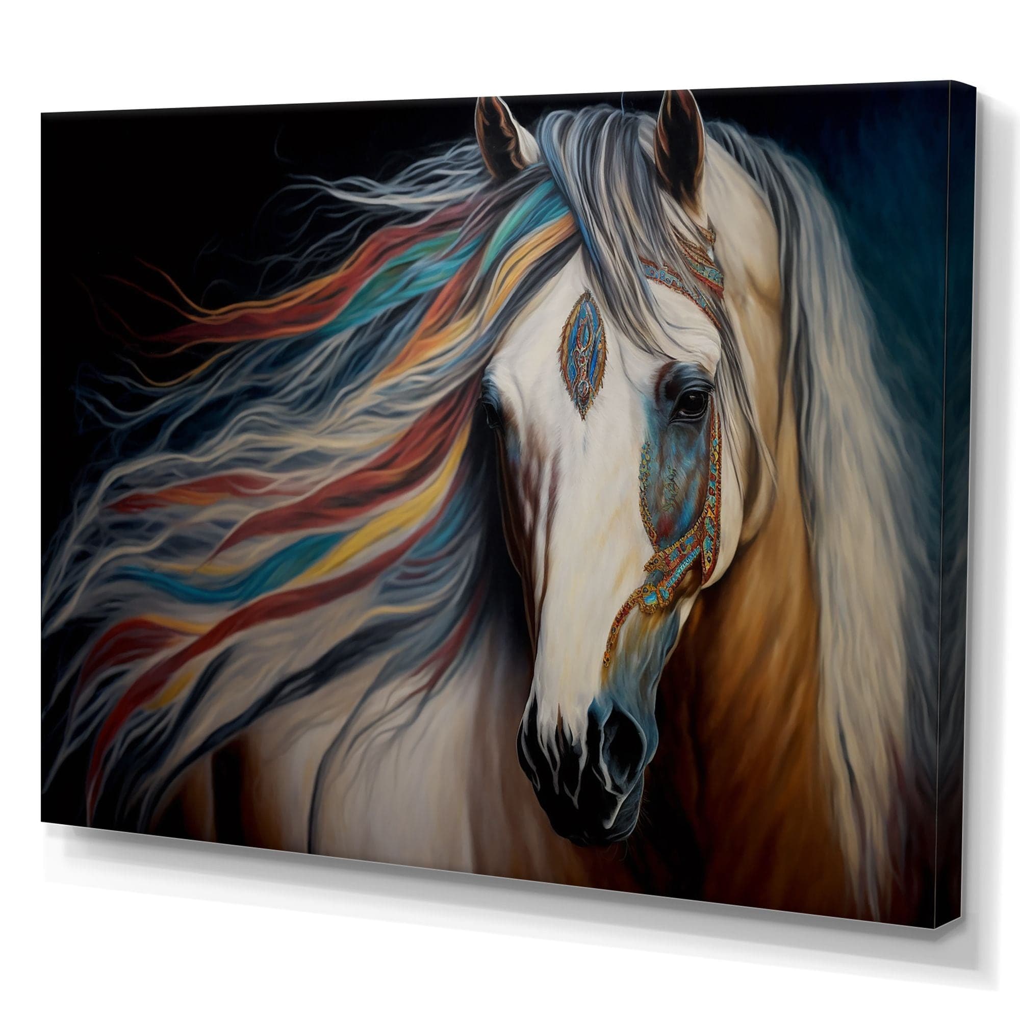 Designart Horse with Colourful Mane I Canvas Wall Art, 20-in x 12-in