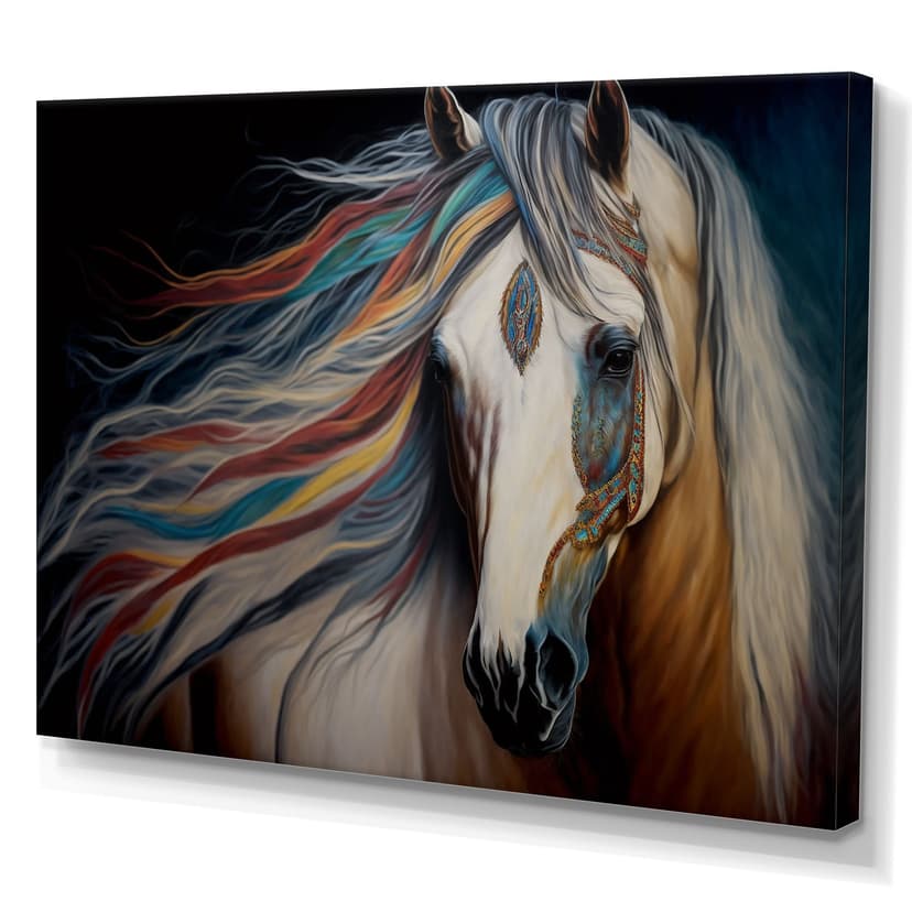 Designart Horse with Colourful Mane I Canvas Wall Art, 20-in x 12-in