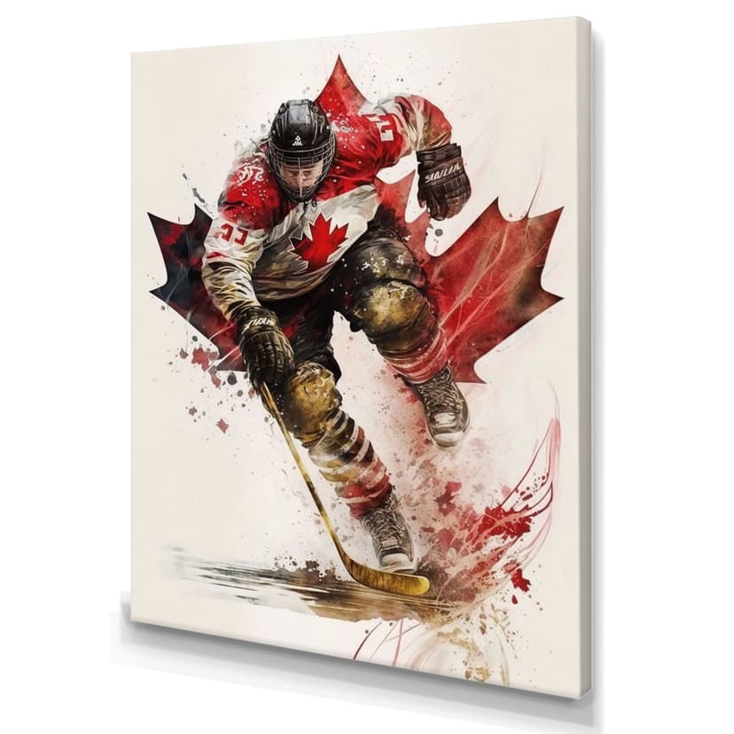 Designart Canadian Hockey Player In Action II Canvas Wall Art, 30-in x 40-in