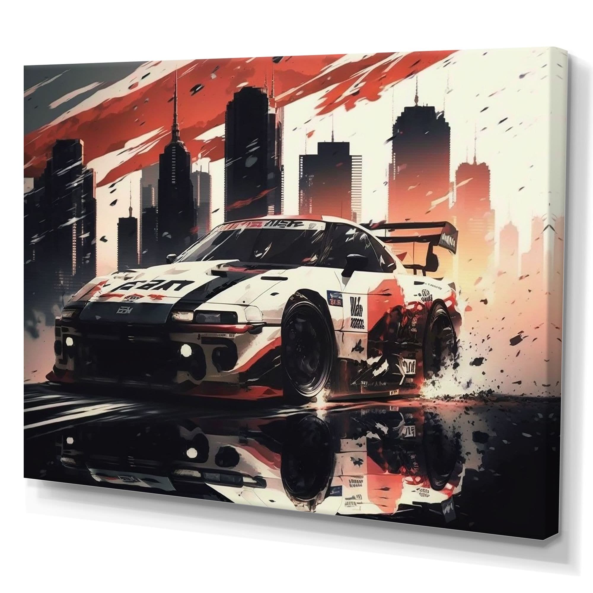 Designart Tokyo Japan Driving Car III Canvas Wall Art, 40-in x 30-in