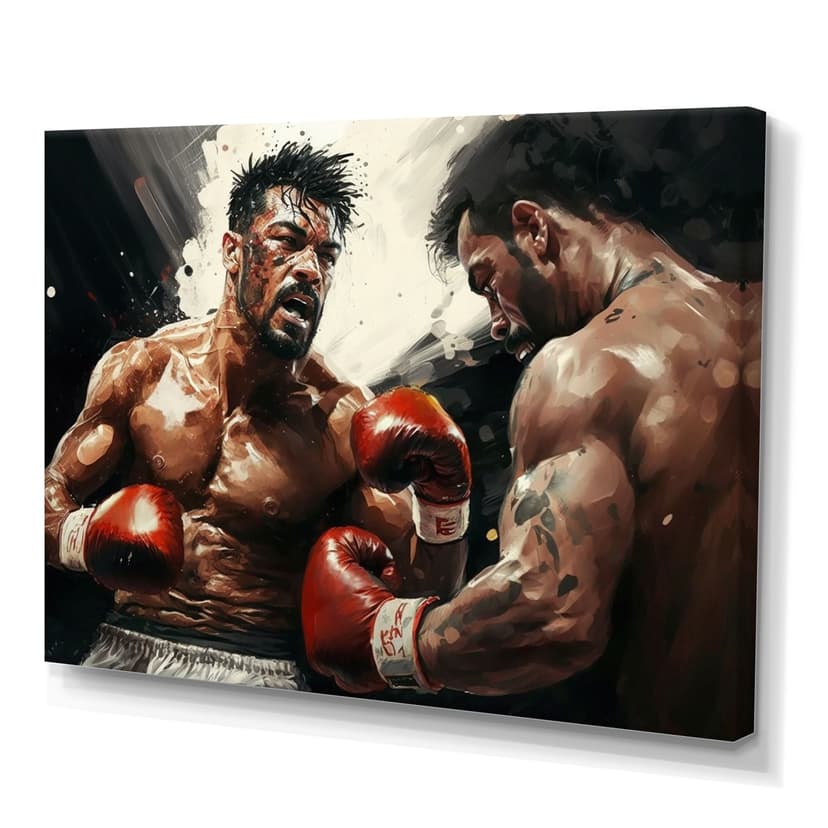 Designart Boxers In Match I Canvas Wall Art, 20-in x 12-in