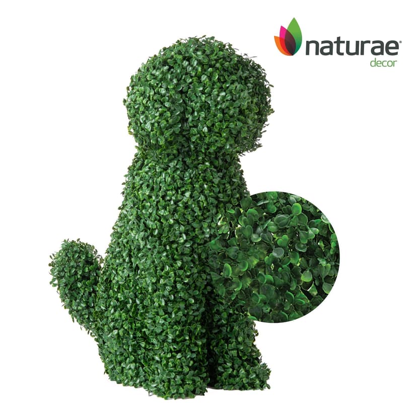 Naturae Decor Green Artificial Turf Boxwood Topiary Dog, 19-in