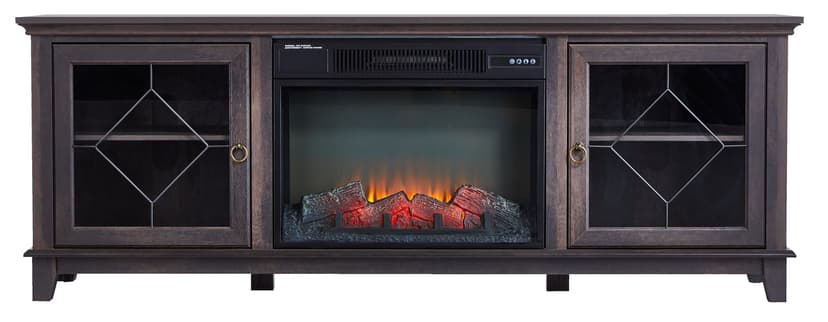 CANVAS Lotus Media Electric Fireplace TV Stand, 67-in, 1500W, Includes Remote Control, Brown