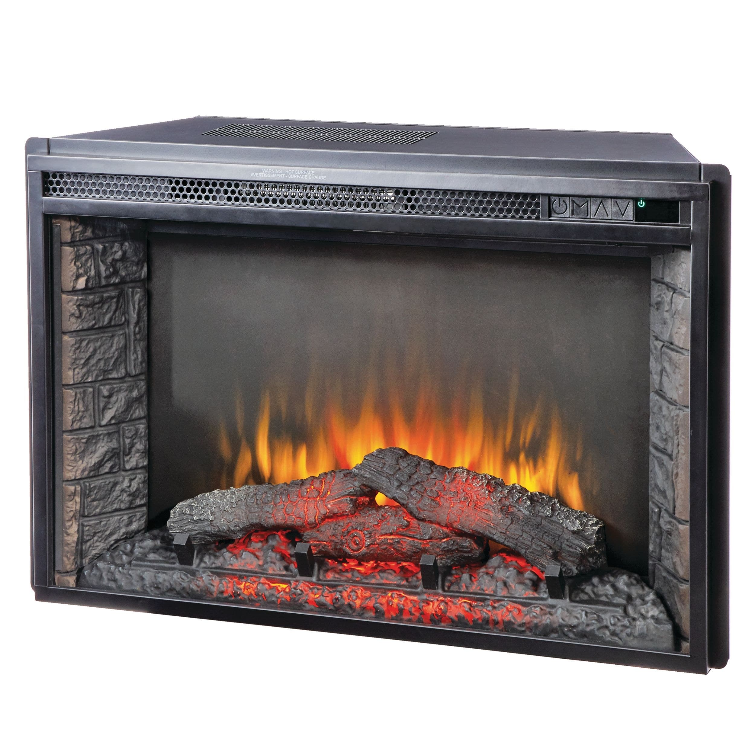 For Living Electric Fireplace Insert, 28-in, 1400W, 5-level LED flame settings, Includes Remote Control, Black