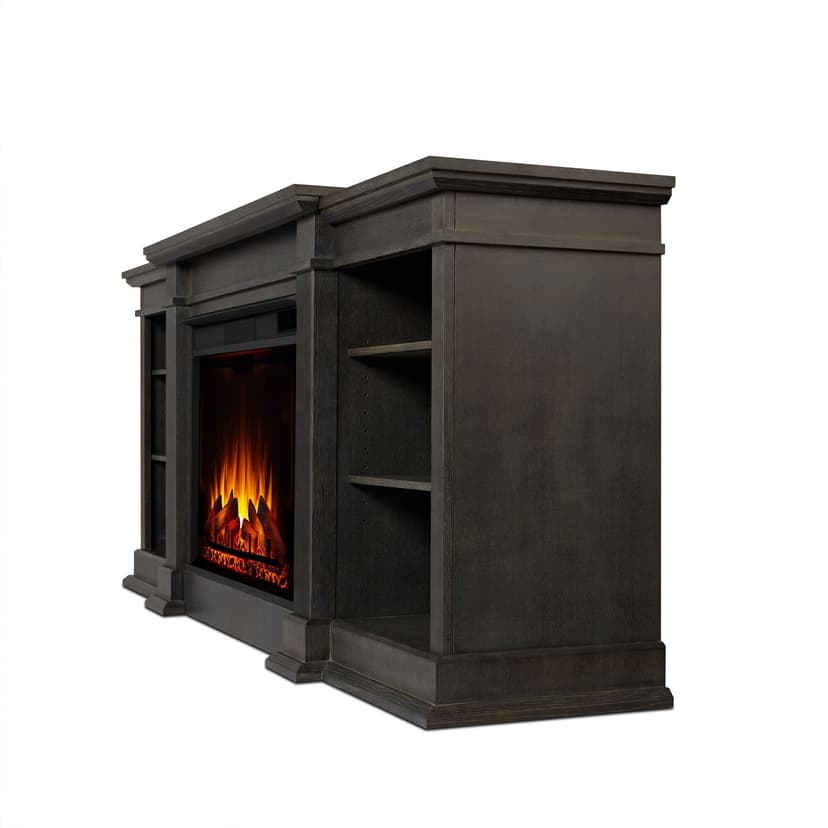Real Flame Eliot Grand Entertainment VividFlame™ Electric Fireplace TV Stand, 1500W, Includes Remote Control & Firebox, Antique Grey