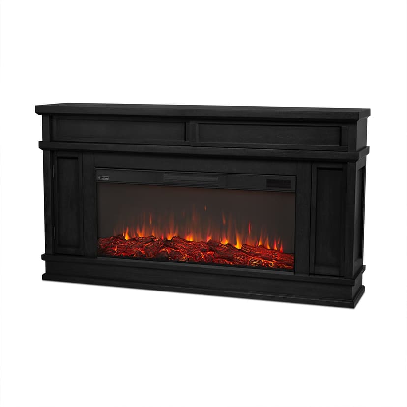 Real Flame Torrey Landscape Media Electric Fireplace TV Stand, 60-in, 1500W, Includes Remote Control & Firebox, Black