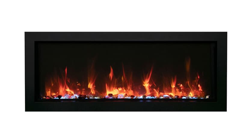 Amantii 5,000 BTU 1500 W 55-in Indoor Wall-Mount Extra Slim Electric Fireplace w/ Black Steel Surround