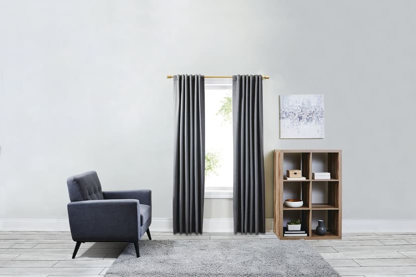 For Living Spence Blackout Window Curtain with Rod Pocket & Back Tab, Charcoal, 52-in x 84-in, 2-pk