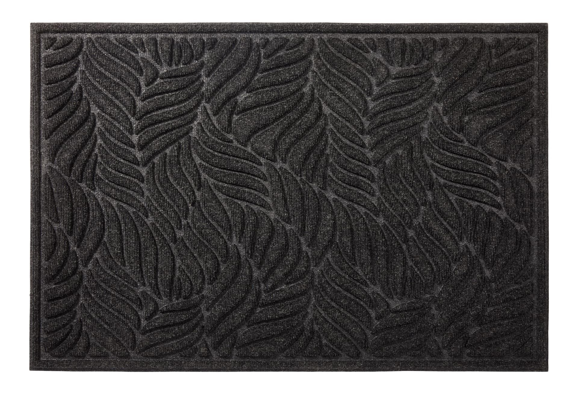 For Living Contours Twisted Leaves Heavy Duty Indoor/Outdoor Winter Floor Mat, Charcoal Grey, 2-ft x 3-ft