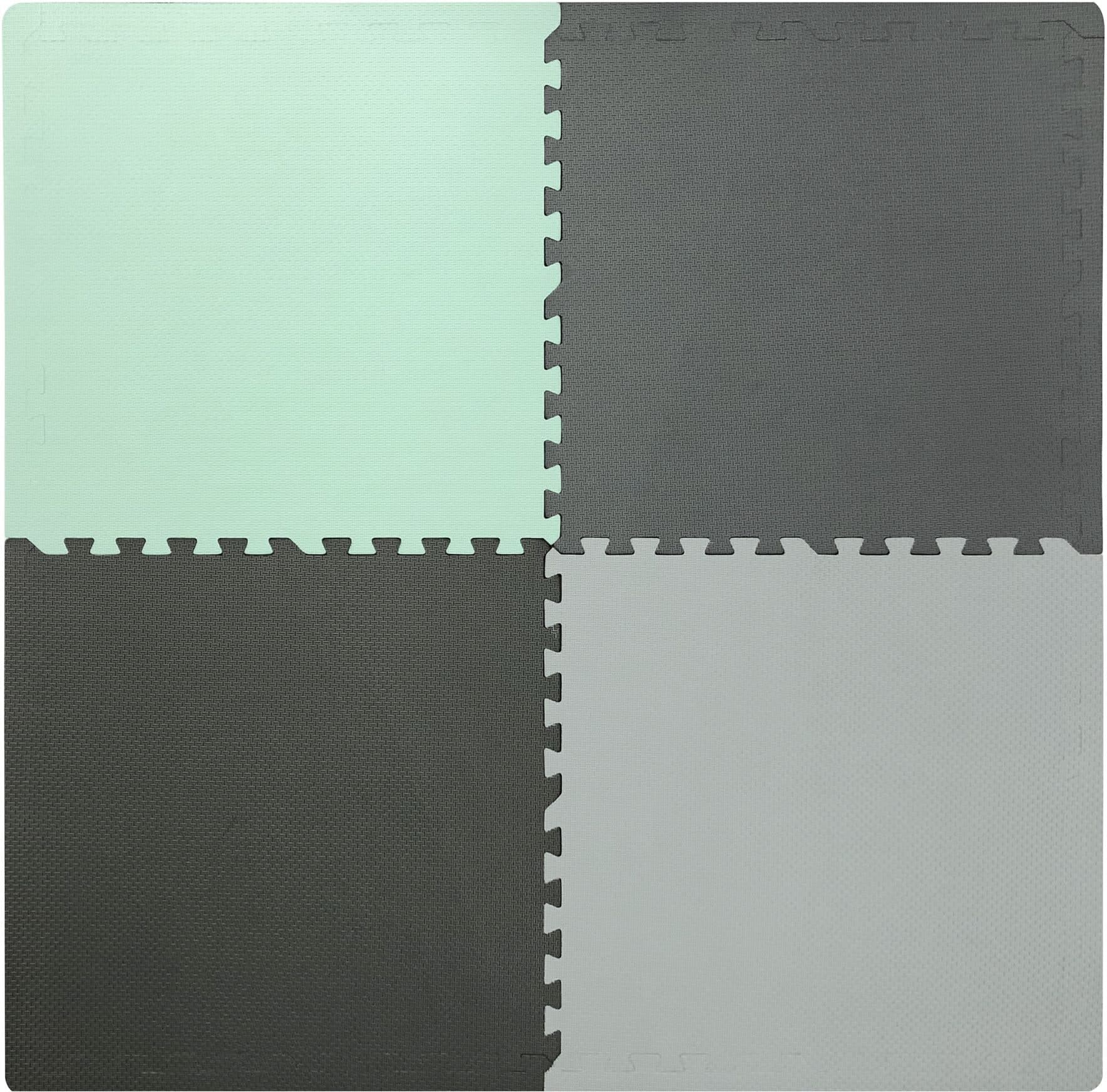 For Living Anti-Fatigue Interlocking Mats, 4-pk, Green/Grey, 24-in x 24-in