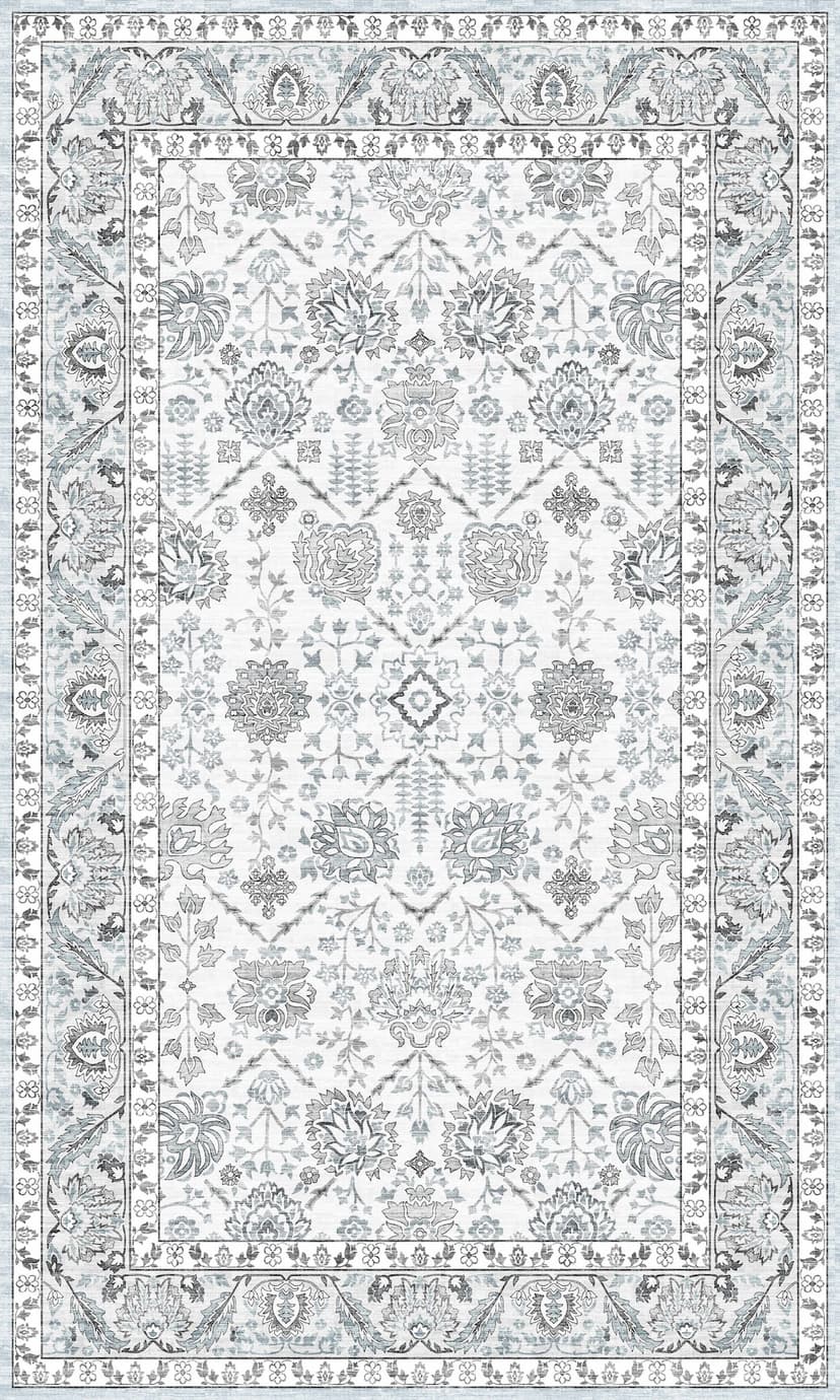 Indoor PVC Kitchen/Office Mat with Non-Slip Backing, Blue/Grey Pattern, 18x30-in