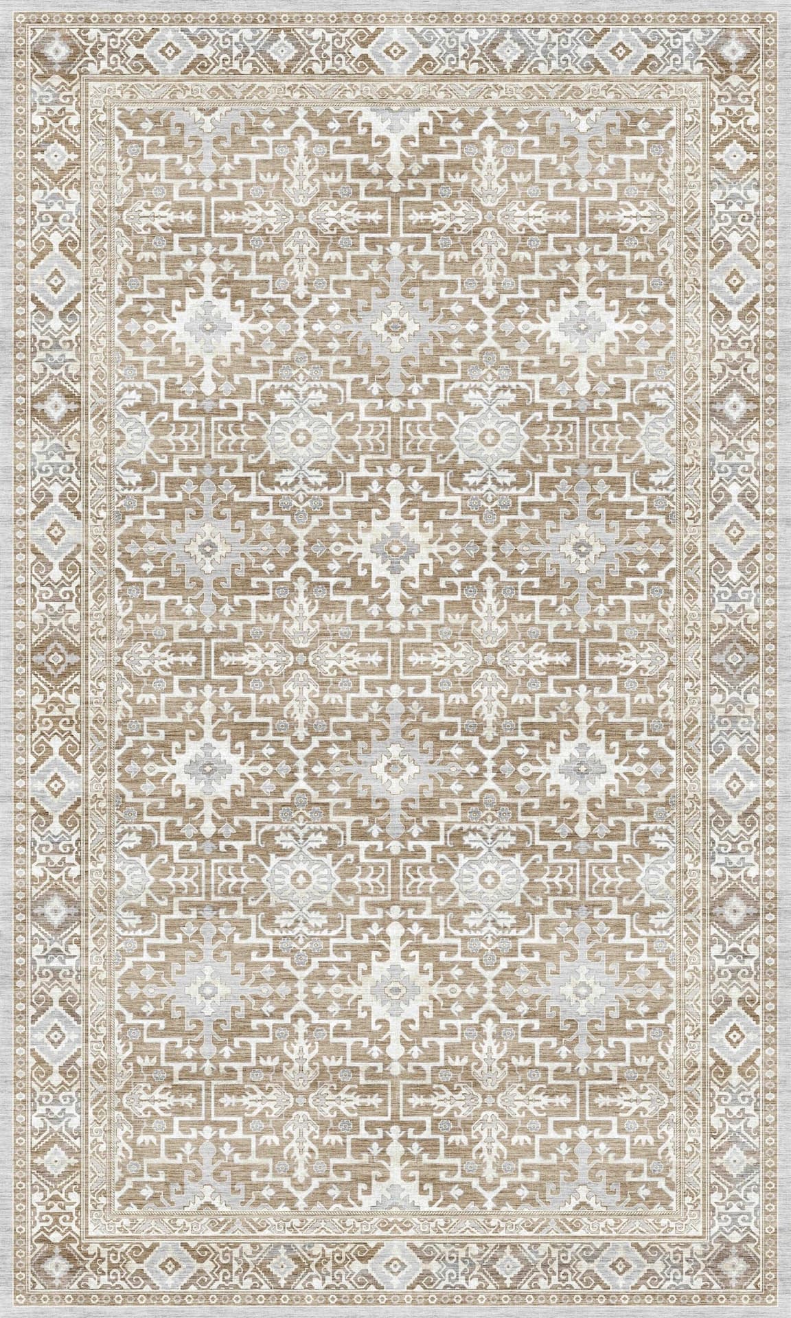 Indoor PVC Kitchen/Office Mat with Non-Slip Backing, Tan/Light Brown Pattern, 18x30-in