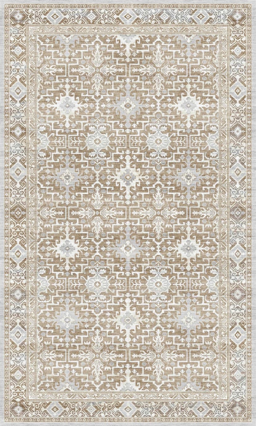 Indoor PVC Kitchen/Office Mat with Non-Slip Backing, Tan/Light Brown Pattern, 18x30-in