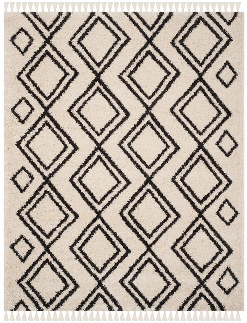 Safavieh Moroccan Fringe Shag 247 Rug Cream/Charcoal