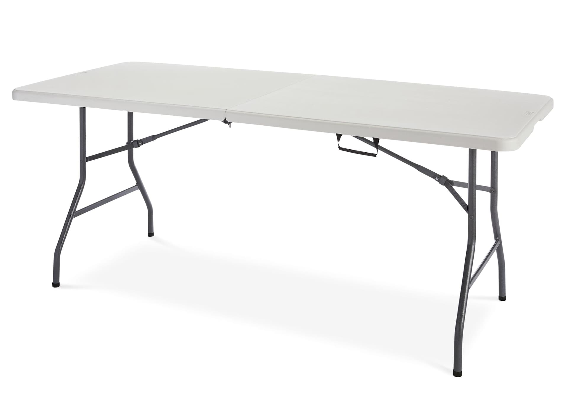 For Living Portable Folding Table with Casters & Handle, 6-ft, White