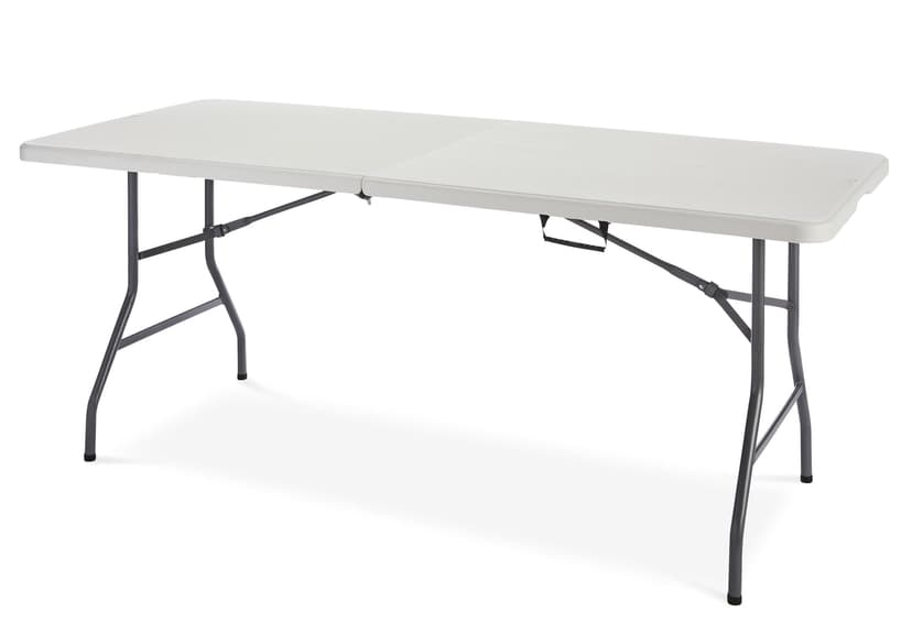 For Living Portable Folding Table with Casters & Handle, 6-ft, White