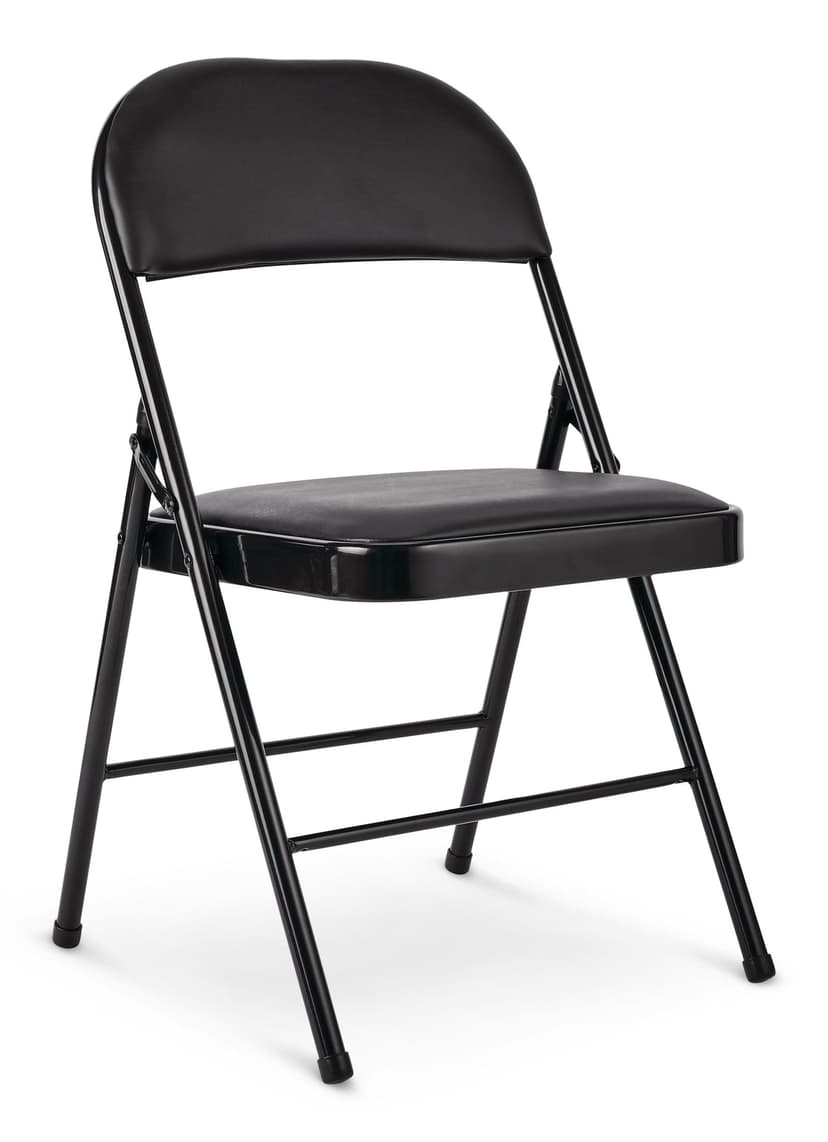 For Living Vinyl Padded Seat Folding Chair, Black