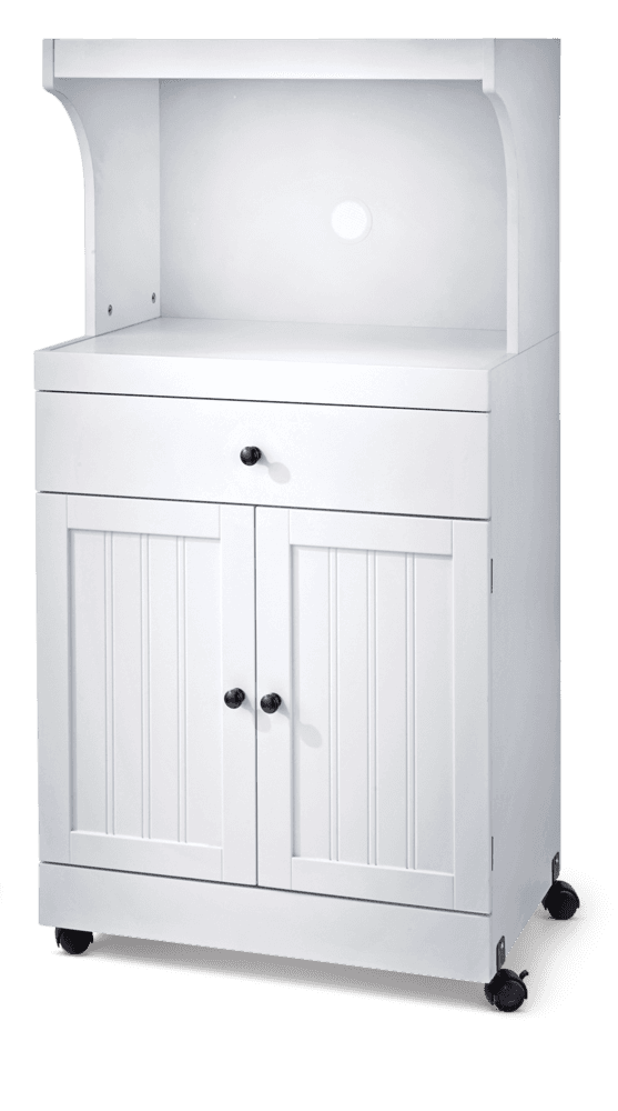 For Living 2-Door 1-Drawer Microwave Cart/Stand Kitchen Storage Cabinet With Wheels, White