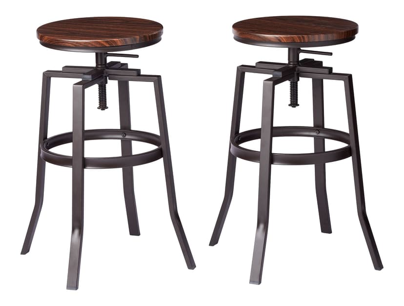 CANVAS Turner Metal Swivel Bar Stool Adjustable Height (2-Piece Set), Black/Brown