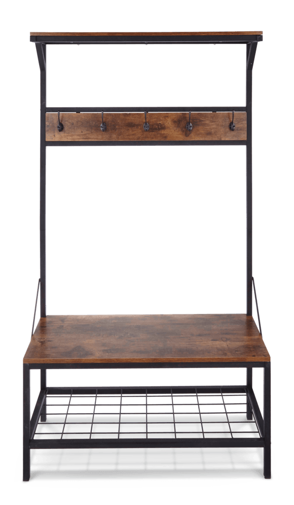 CANVAS Harrison 5-Hook Entryway Coat Rack/Hall Tree With Bench & Shoe Storage Rack