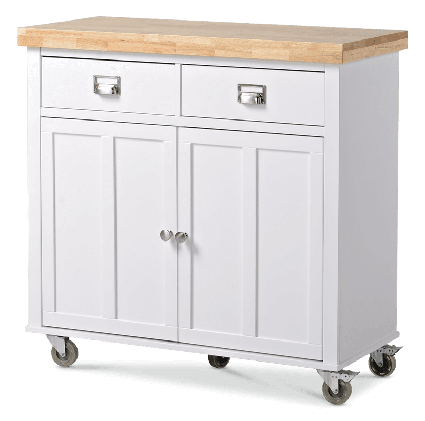 CANVAS Mayfield Wood Top Kitchen Utility Storage Cart/Island With Locking Wheels, White