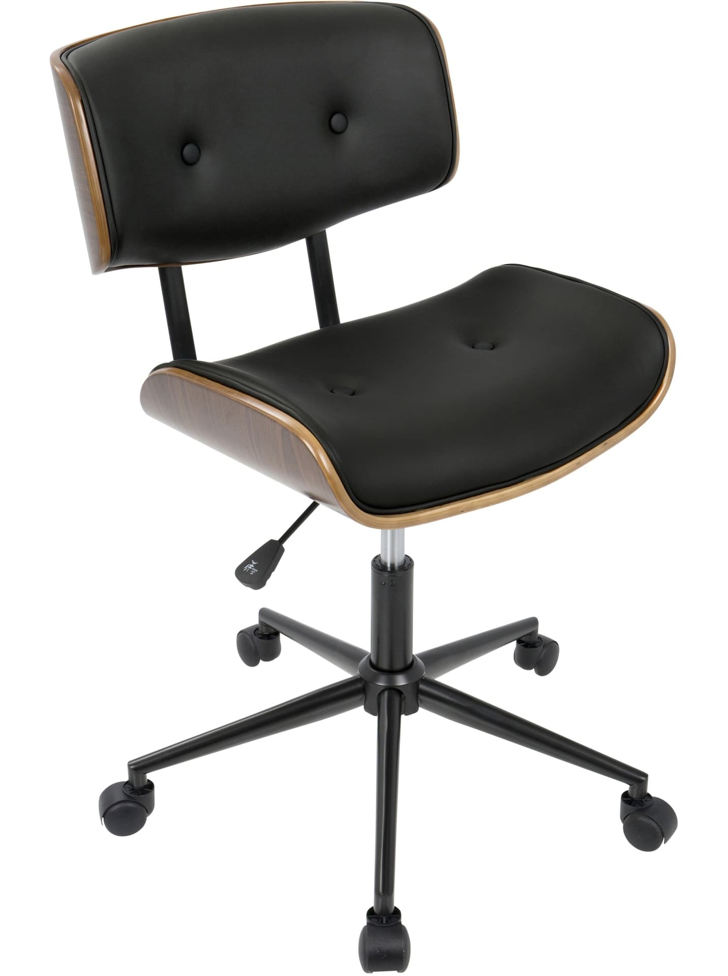 LumiSource Lombardi PU Leather Height Adjustable Swivel Office/Desk Chair, Walnut/Black