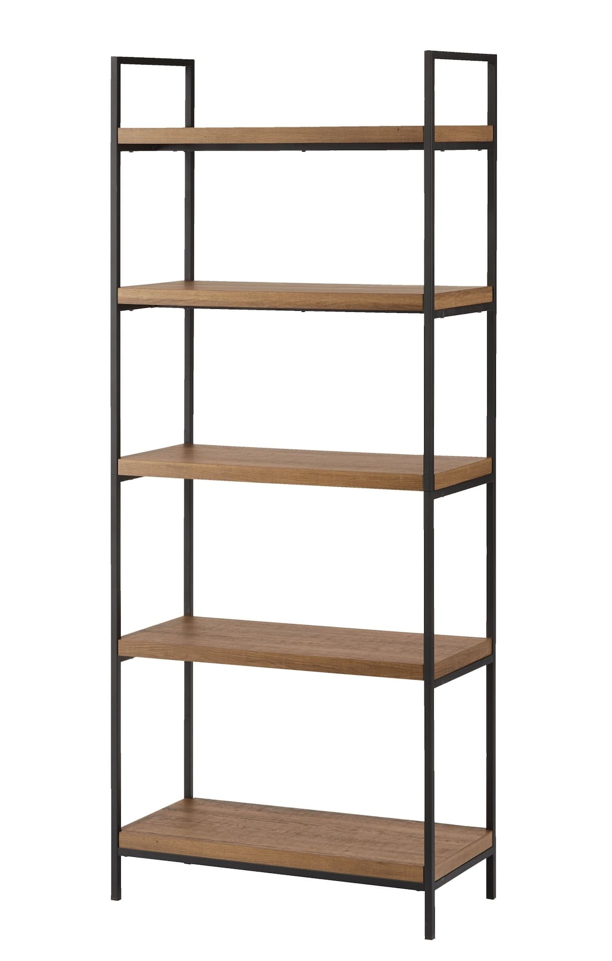 CANVAS Robson 5-Tier Metal Frame Bookcase With Storage, Oak Finish