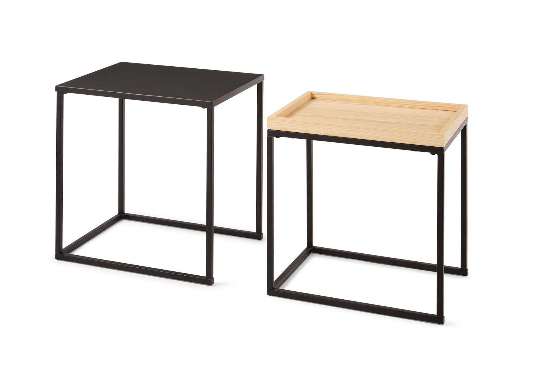 CANVAS Carbon Nesting End/Side Tables Set with Storage Tray, 2-pc, Black, 19-in