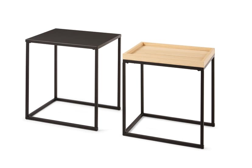 CANVAS Carbon Nesting End/Side Tables Set with Storage Tray, 2-pc, Black, 19-in