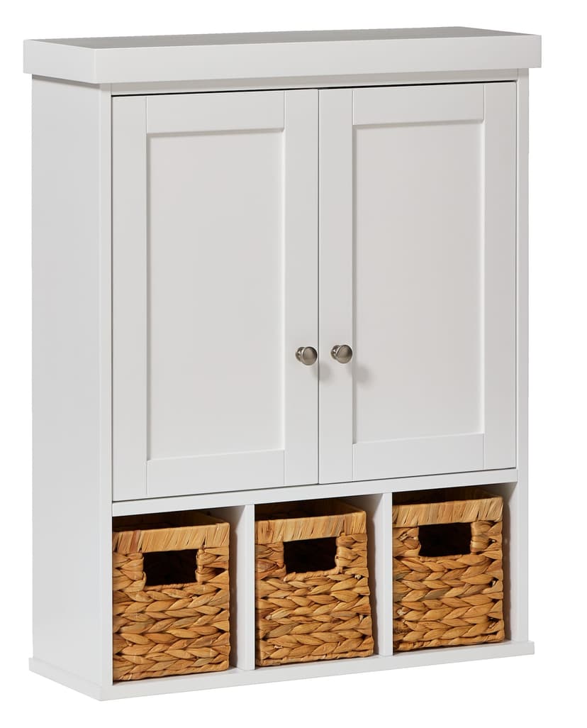 For Living Wall Mount Cabinet With Baskets, White