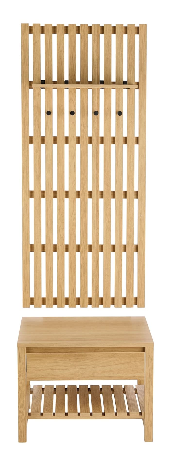 Canvas Ava 2-Piece Slatted Wood Entryway Organizer Hall Tree