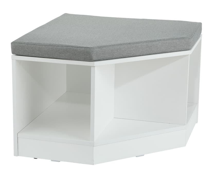 For Living Space Saving Corner Bench with Storage, White/Grey