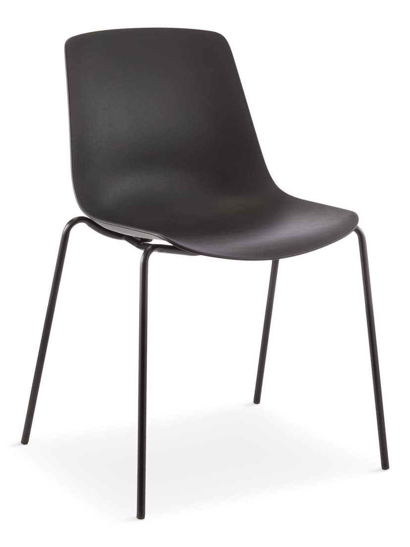 Canvas Noah Plastic Kitchen Chair, Stackable, Black