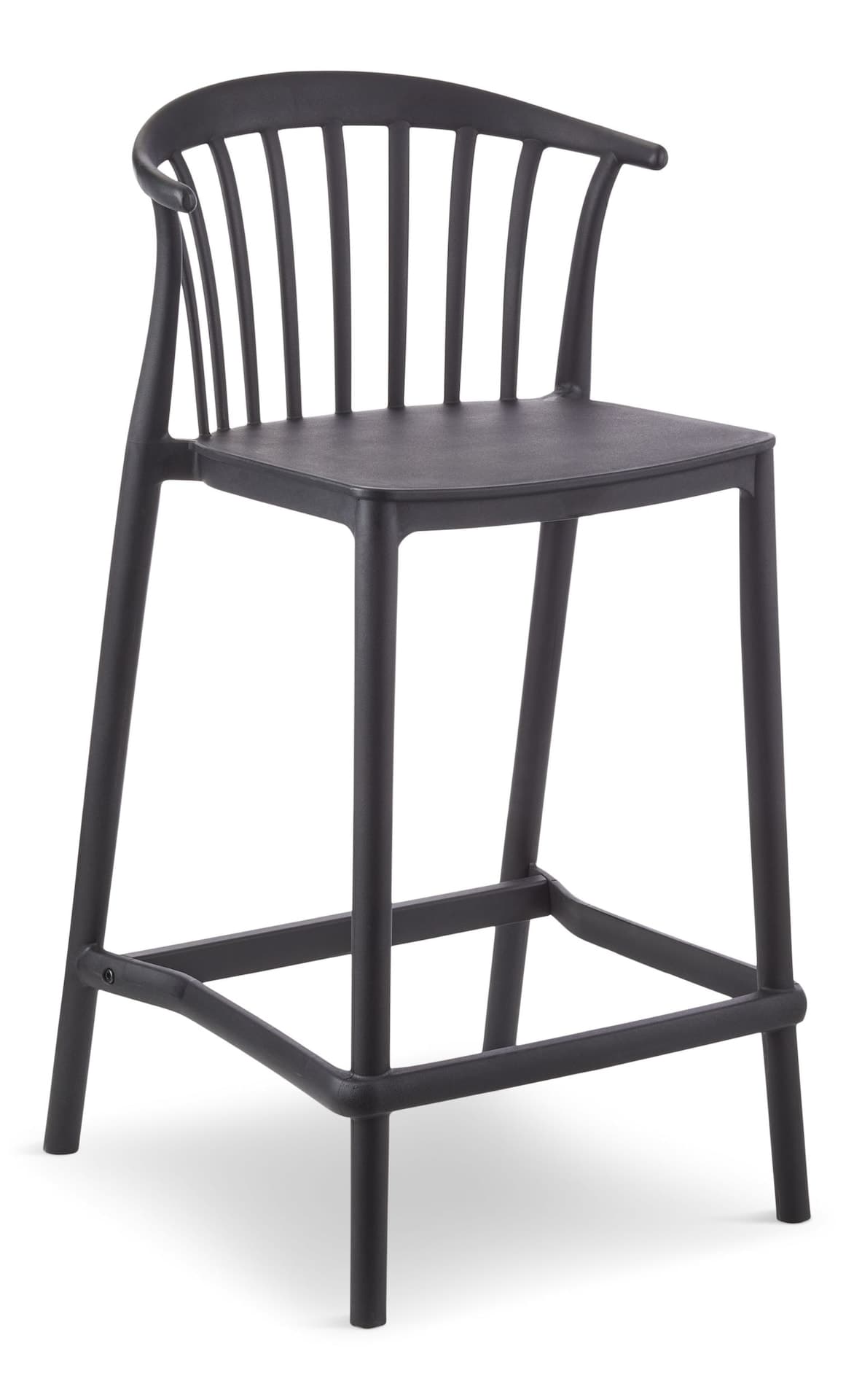 For Living Elevated Plastic Bar Stool with Footrest, Black