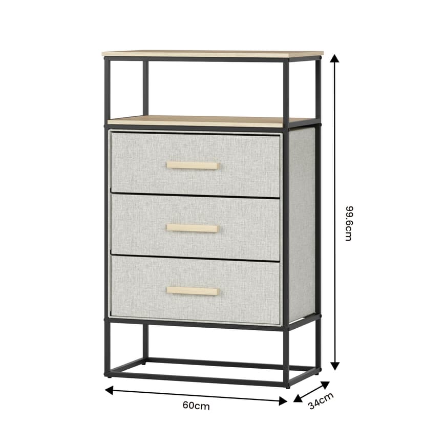 For Living Fabric 3-Drawer 1-Shelf Storage Organizer, Wood