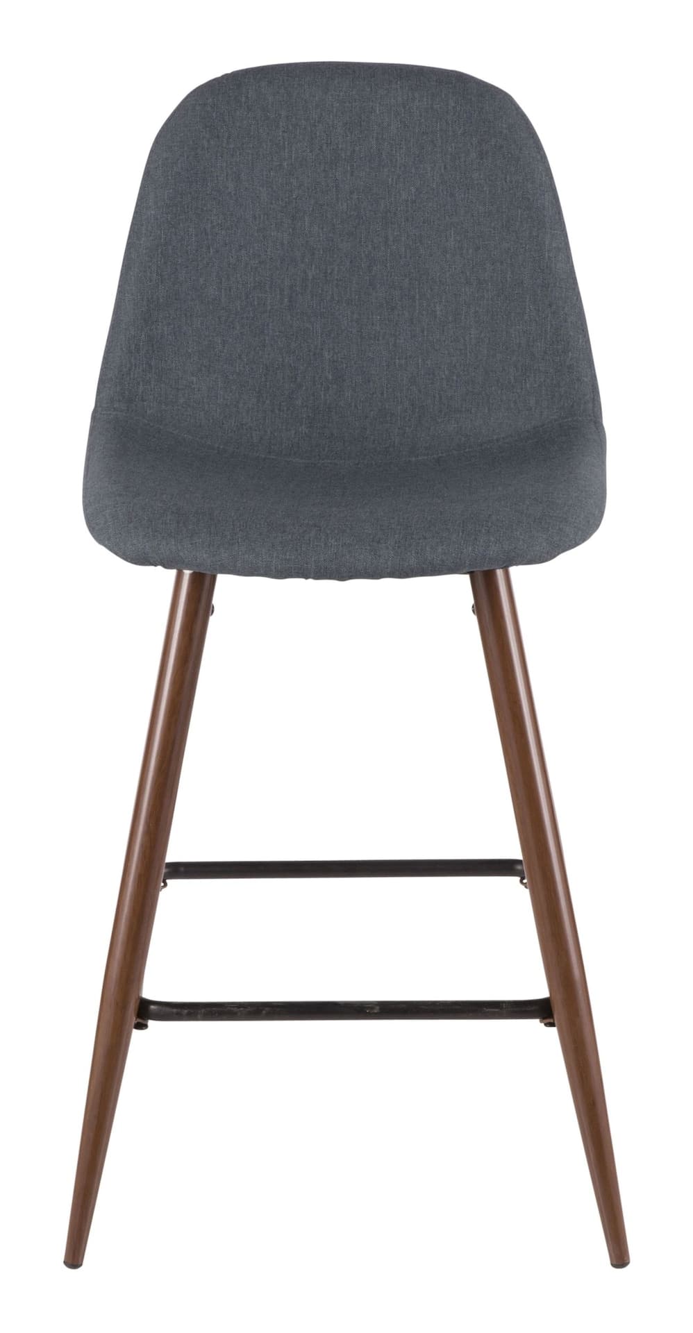 LumiSource Pebble Armless Upholstered Counter/Bar Stool (2-Piece Set), Walnut/Blue